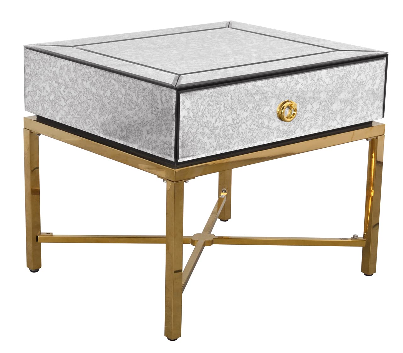 Afd Home 20" Hollywood Glam Gold Contemporary Side Mirrored End Table